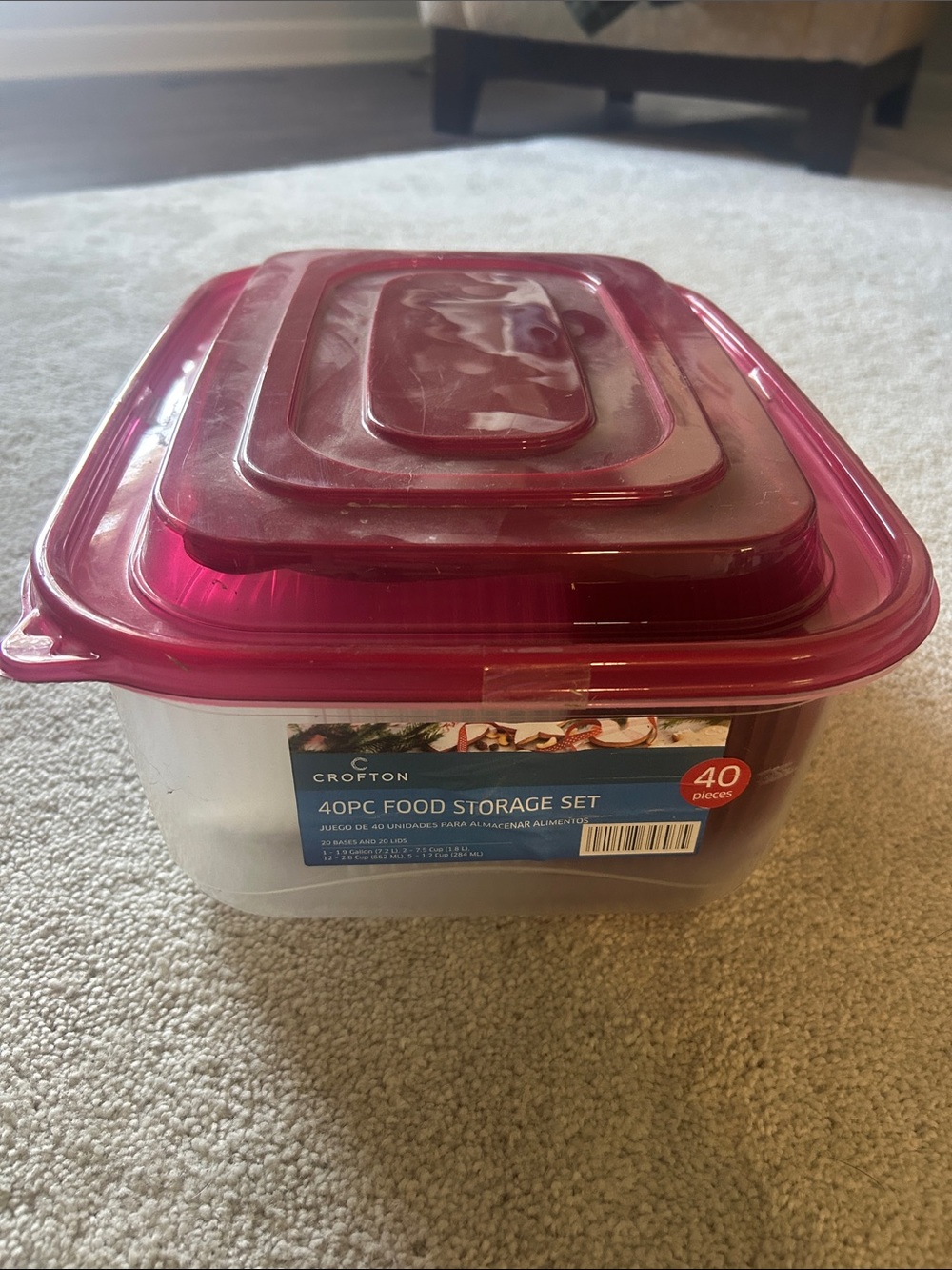 Crofton Food Storage Set with Pink Lids